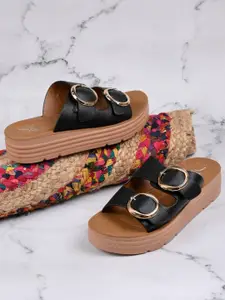 Jove Women Open Toe Flats with Buckles