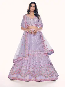 ODETTE Embroidered Semi-Stitched Lehenga & Blouse With Dupatta