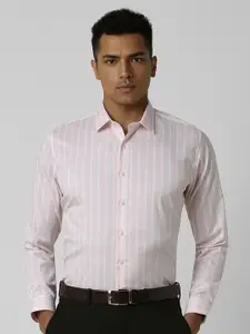 Van Heusen Men Spread Collar Vertical Striped Cotton Slim Fit Formal Shirt