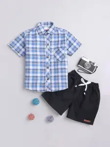 BAATCHEET Boys Pure Cotton Checked Shirt with Shorts