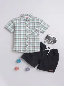 BAATCHEET Boys Pure Cotton Checked Shirt with Shorts