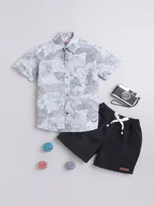 BAATCHEET Boys Pure Cotton Printed Shirt with Shorts