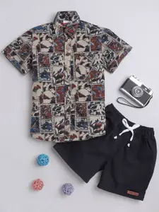 BAATCHEET Boys Printed Pure Cotton Shirt With Shorts
