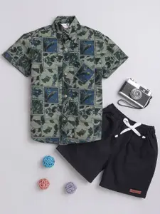 BAATCHEET Boys Pure Cotton Printed Shirt with Shorts