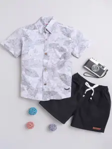 BAATCHEET Boys Pure Cotton Printed Shirt with Shorts