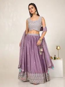 Soch Floral Embroidered Sequinned Ready to Wear Lehenga & Blouse With Dupatta