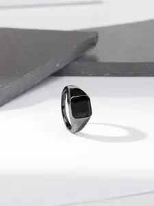 GIVA 92.5 Sterling Silver Rhodium-Plated Stone-Studded Finger Ring