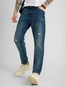 Snitch Men Comfort Relaxed Fit Mildly Distressed Light Fade Stretchable Jeans