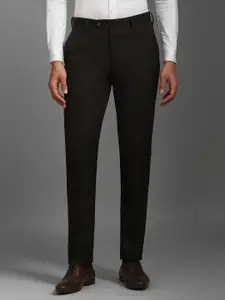 Louis Philippe Men Solid Checked Slim Fit Trousers