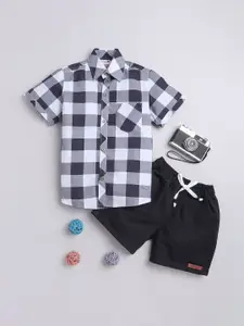 BAATCHEET Boys Pure Cotton Checked Shirt with Shorts