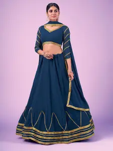 ODETTE Embroidered Semi-Stitched Lehenga & Blouse With Dupatta