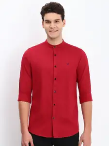 Allen Solly Men Band Collar Solid Cotton Slim Fit Casual Shirt