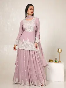 Soch Floral Embroidered Sequinned Georgette Ready to Wear Lehenga & Blouse With Dupatta