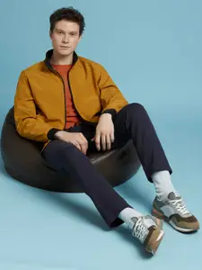 Pepe Jeans Men Mock Collar Solid Casual Open Front Jacket