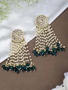 Designbox Gold-Plated Kundan & Pearl Drop Earrings