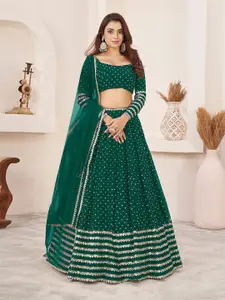 ODETTE Embellished Sequinned Georgette Semi-Stitched Lehenga & Blouse With Dupatta