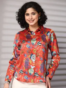 plusS Women Standard Spread Collar Floral Printed Casual Shirt