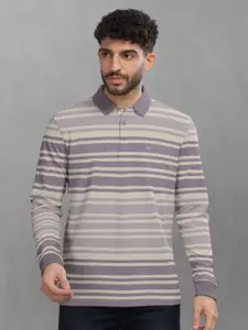BULLMER Men Striped Polo Collar Cotton T-shirt