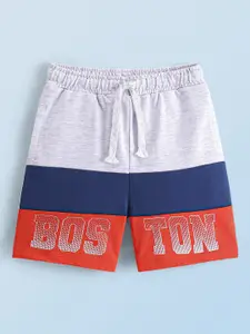 Honeyhap Boys Pure Cotton Mid-Rise Typography Printed Shorts