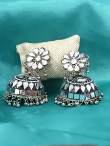 KRENOZ Sterling Silver Oxidised Classic Jhumkas
