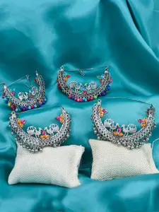 KRENOZ Set Of 2 Sterling Silver Oxidised Classic Drop Earrings