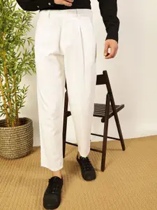 Thomas Scott Men Solid Smart Straight Fit Easy Wash Pleated Chinos Trousers