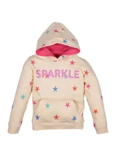 PLUM TREE Girls Conversational Printed Hood Cotton Pullover Sweatshirt