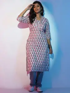 Libas Women Floral Printed Gotta Patti Floral Kurta