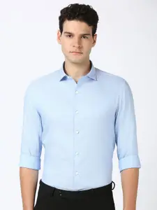 Peter England Men Super Spread Collar Geometric Printed Cotton Slim Fit Formal Shirt