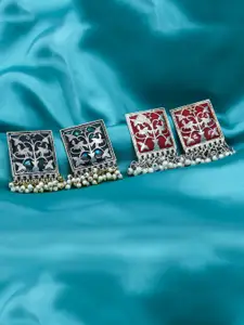 KRENOZ Set Of 2 Sterling Silver Classic Drop Earrings