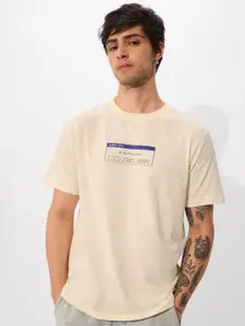 The Souled Store Men Typography Printed Round Neck Cotton Relaxed Fit T-shirt