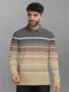 BULLMER Men Striped Polo Collar Cotton T-shirt