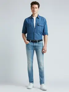 Pepe Jeans Men Slim Fit Low-Rise Heavy Fade Stretchable Jeans