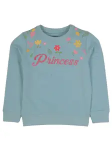 PLUM TREE Girls Typography Printed Round Neck Cotton Pullover Sweatshirt