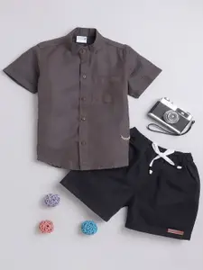 BAATCHEET Boys Checked Pure Cotton Shirt With Shorts