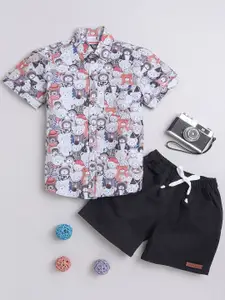 BAATCHEET Boys Printed Pure Cotton Shirt With Shorts