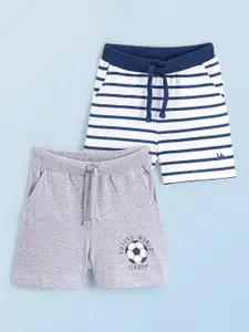 Honeyhap Boys Pack of 2 Striped Mid-Rise Cotton Shorts