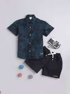 BAATCHEET Boys Pure Cotton Printed Shirt with Shorts