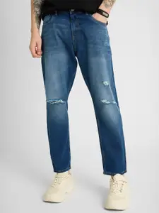 Snitch Men Comfort Relaxed Fit Mildly Distressed Light Fade Stretchable Jeans