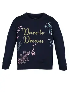 PLUM TREE Girls Graphic Printed Round Neck Cotton Pullover Sweatshirt