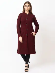 TWENTY ME Women Embroidered Self Design Round Neck Cardigan Sweater