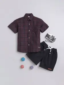 BAATCHEET Boys Pure Cotton Checked Shirt with Shorts