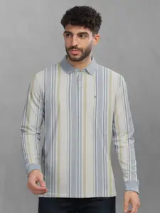 BULLMER Men Striped Polo Collar Cotton T-shirt