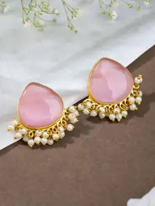 Designbox Triangular Stone & Beaded Studded Earrings