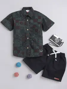 BAATCHEET Boys Printed Pure Cotton Shirt With Shorts