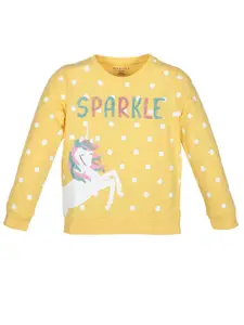 PLUM TREE Girls Graphic Printed Round Neck Cotton Pullover Sweatshirt