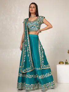 Soch Embellished V-Neck Gotta Patti Ready to Wear Lehenga & Unstitched Blouse With Dupatta