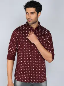 WROGN Men Spread Collar Geometric Printed Cotton Casual Shirt