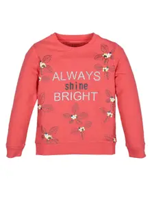 PLUM TREE Girls Floral Printed Round Neck Cotton Pullover Sweatshirt