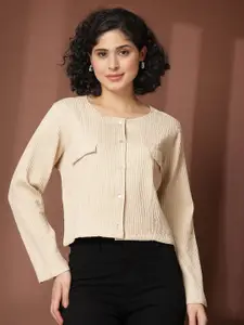 plusS Women Textured Casual Shirt with Spread Collar